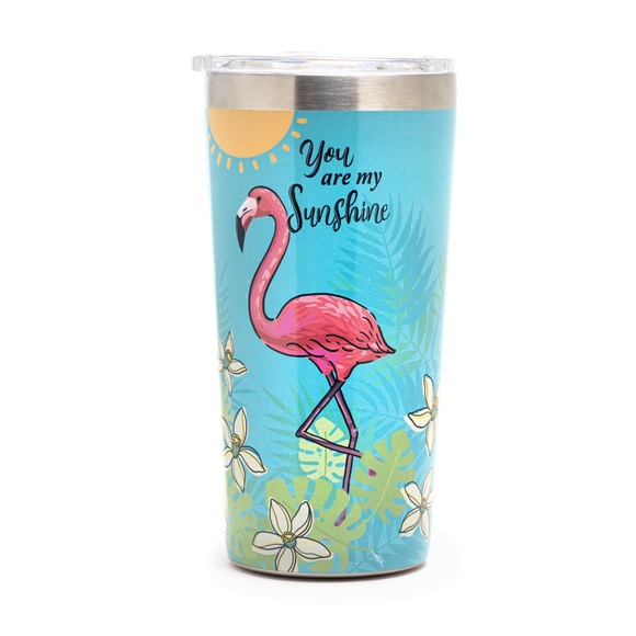 18 Oz Coffee Mug Tumbler Flamingo Sunshine - Picture 1 of 4
